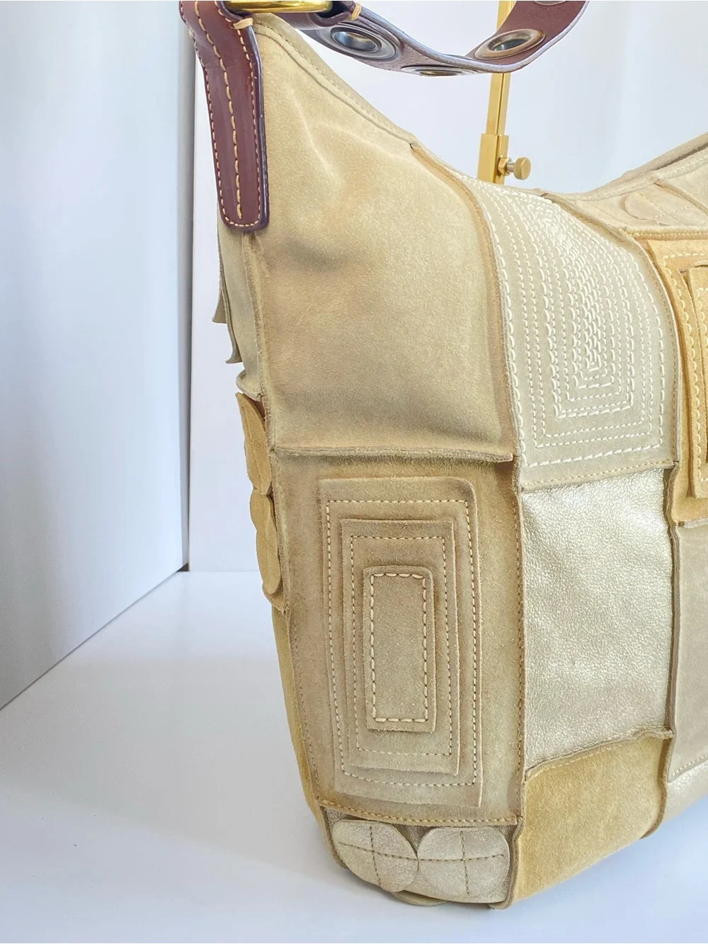 Coach XL Y2K Limited Edition Suede Patchwork Mosaic Shoulder Tote Bag - Picture 8 of 16